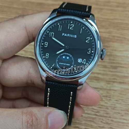 Parnis 39mm Miyota Automatic Men's Watch Sapphire Glass Leather Strap