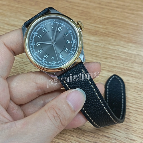 Parnis 39mm Miyota Automatic Men's Watch Sapphire Glass Leather Strap