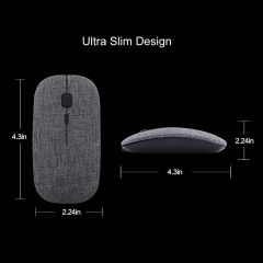 Wireless Mouse, Inphic Slim Silent Click Rechargable 2.4G USB Optical PC Laptop Computer Cordless Mouse with USB Receiver, 1600DPI 3 Levers for Windows Mac MacBook Linux - Gray Cloth