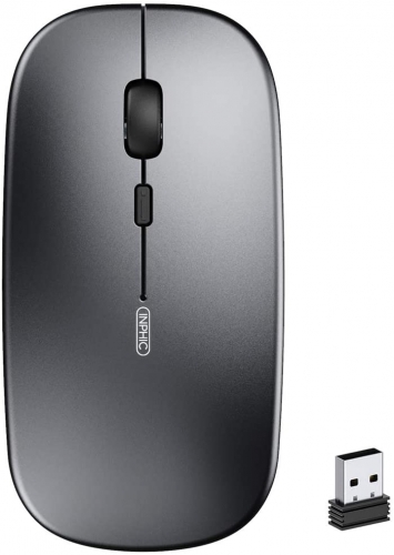 Wireless Mouse, inphic Slim Silent Click Rechargable 2.4G Cordless Mouse 1600 DPI USB Optical PC Computer Laptop Mouse with USB Receiver for Windows Mac MacBook Office, Gray