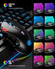 Wired Gaming Mouse RGB, Inphic Wired Mouse USB Led 12 Programmable Buttons Ergonomic Mouse Optical 5000 DPI 10 Lighting Effects Adjustable Weight Comp