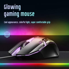 Inphic Wired Gaming Mouse, Computer Wired USB Mouse with 6 Macro Programmable Buttons Silent Click Optical PC Laptop Quiet Ergonomic Gaming Mice 4800 DPI 7 RGB Breathing LED Backlit, Black