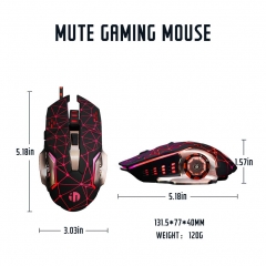 Silent Click Mouse, Inphic Wired Gaming Mouse with 6 Macro Programmable Buttons, USB Optical PC Laptop Computer Ergonomic Quiet Mice, 4800DPI , 7 RGB Breathing LED Backlit