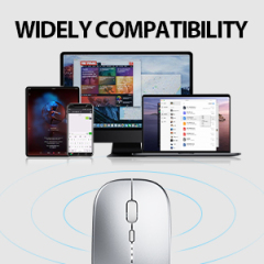 Roll over image to zoom in INPHIC Wireless Mouse for Laptop, [Upgraded], 2.4G Silent Rechargeable Computer Mice Wireless, Ultra Slim 1600 DPI USB Portable Mouse for Laptop PC Mac MacBook, Battery Level Visible,Silver