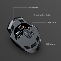 Bluetooth Mouse, Inphic Multi-Device Rechargeable Bluetooth Wireless Mouse (Tri-Mode: BT 5.0/4.0+2.4G), 1600DPI Ergonomic Portable Mouse for Laptop PC Computer, Android,Windows Mac OS