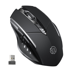 Bluetooth Mouse [Upgraded: Battery Level Visible], Inphic Rechargeable Wireless Mouse Multi-Device (Tri-Mode:BT 5.0/4.0+2.4Ghz) with Silent,Black