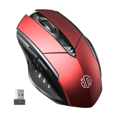 Bluetooth Mouse [Upgraded: Battery Level Visible], Inphic Rechargeable Wireless Mouse Multi-Device (Tri-Mode:BT 5.0/4.0+2.4Ghz) with Silent,red