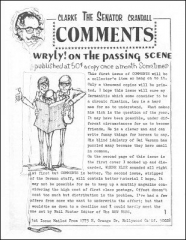 Clarke the Senator Crandall Comments by Clarke Crandall