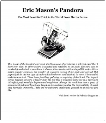 Eric Mason's Pandora (Instructions) by Eric Mason