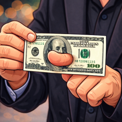 Thumb through the bill by Sultan Orazaly