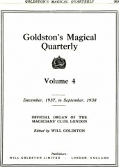 Goldstons Magical Quarterly Volume 4 (Dec 1937 - Sep 1938) by Will Goldston