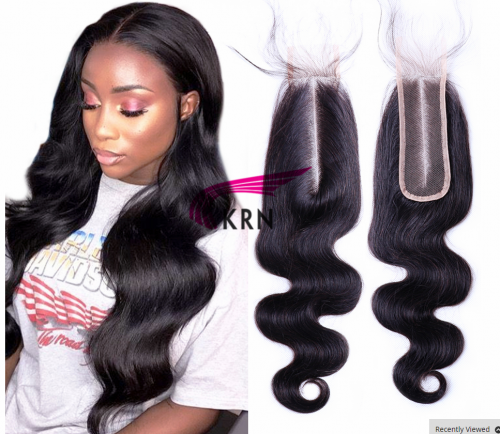 natural color Brazilian body wave 2x6 middle part lace closure with baby hair