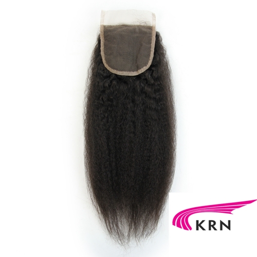 natural color kinky straight  4 x 4 middle part /free part /three part  lace closure with natural hairline and baby hair