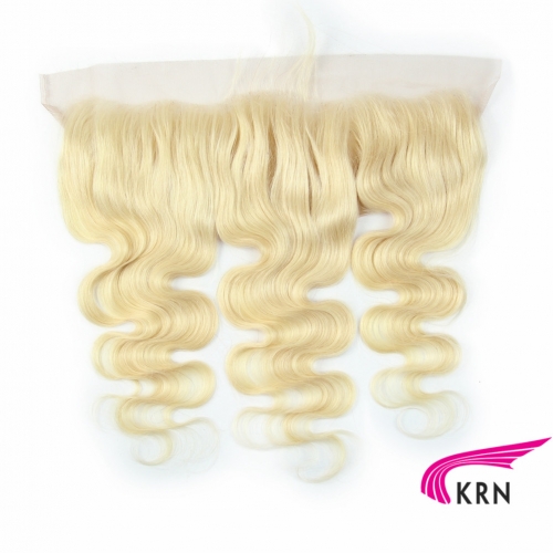 blonde pure 613 body wave  ear to ear pre_plucked 13x4 lace frontal with natural hairline and baby hair
