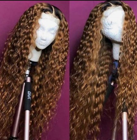 Customized Hot Sell Ombre Color #1b,30 deep Wave  Lace Wig With Natural Hairline with baby hair