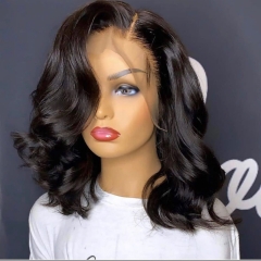 Customized Romance Hair Brazilian Bob ocean Wave  front lace wig 150% density Brazilian wig
