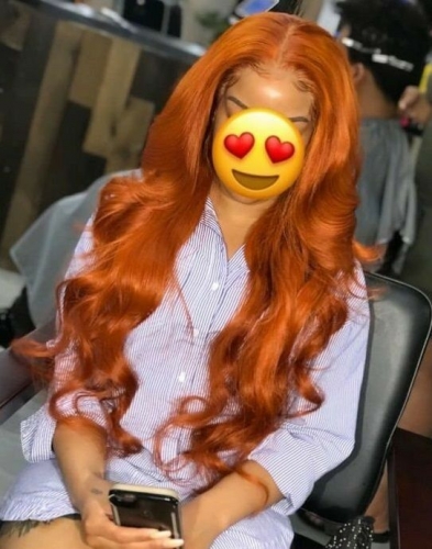 Elegants Orange Body Wave Lace Front Human Hair Wig With Baby Hair 130% 150% 180%Density Preplucked Brazilian Remy Virgin Lace Front Wig For Women