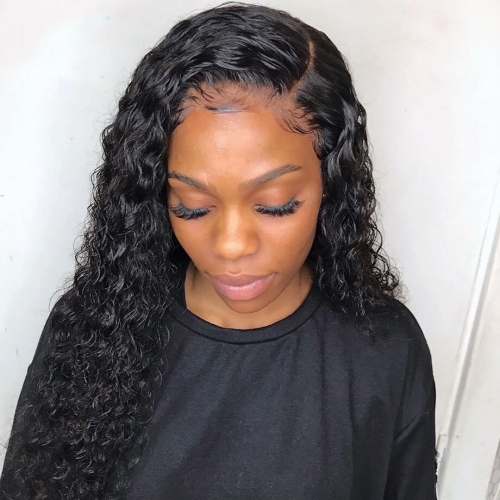Brazilian Deep Curly Lace Frontal Wig 150% Density With Baby Hair For Women Pre Plucked Bleached Knots Remy Elegants Lace Front Human Hair Wigs