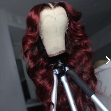 Burgundy Red Colorful Wigs 150% Density Pre Plucked Remy Loose Wave Hair Wig Natural Hair Line With Baby Hair Elegants