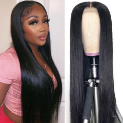 Elegants Straight Closure Lace Wig Human Hair Wigs For Black Women Glueless Full End Brazilian Remy Hair Pre Plucked Lace Wig With Baby Hair