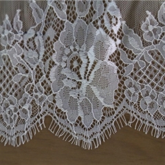 KHLF1002 White Cotton Eyelash Chantilly Lace Fabric