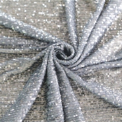 KHSF1029 3mm Silver Sequins Embroidered on 4 Way Stretch Fabric
