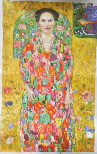 custom portrait painting in Klimt style