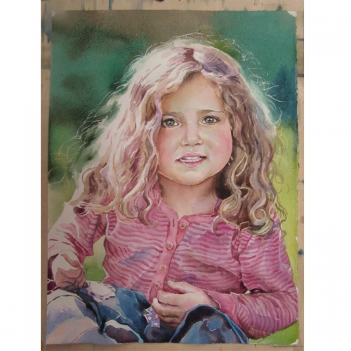 watercolor portrait , custom portrait , hand painted piece