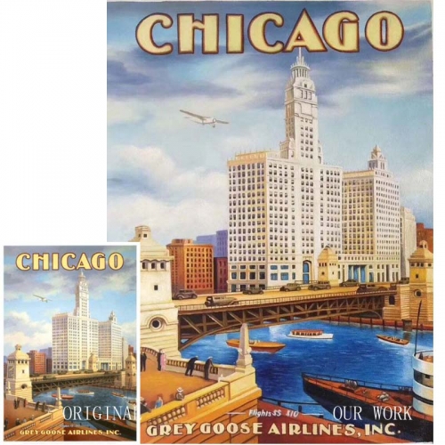 CHICAGO city painting ,art drawing , modern painting , painting art , Chinese painting