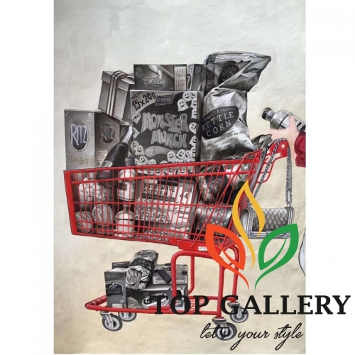 shopping cart painting ,modern wall art painting ,cool modern painting for home