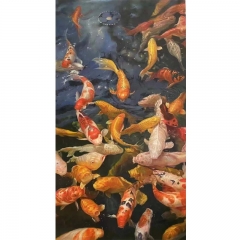 koi pond oil painting, customized koi painting on canvas