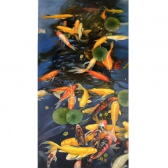 koi pond oil painting, customized koi painting on canvas