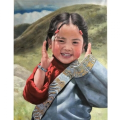 Tibetan girl's portrait , Contemporary art, modern contemporary portrait