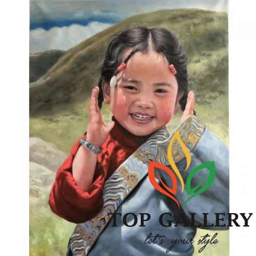 Tibetan girl's portrait , Contemporary art, modern contemporary portrait