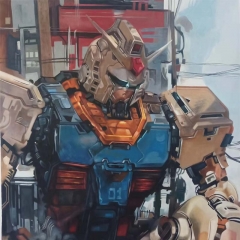 Gundam artwork, Gundam canvas art, Gundam painting