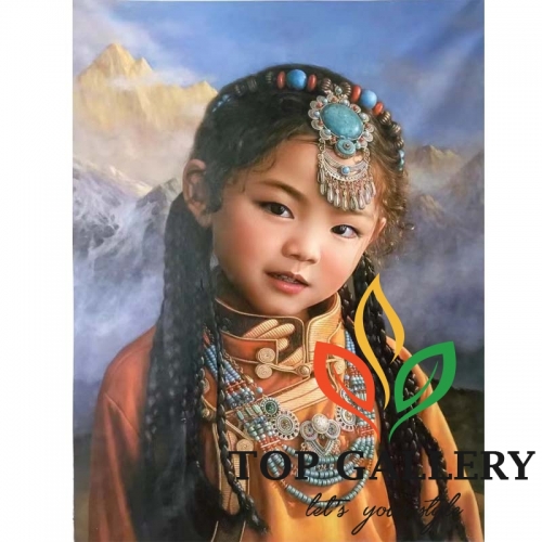 Tibetan girl's portrait , Contemporary art, modern contemporary portrait