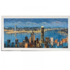 Hongkong skyline canvas art, modern Hongkong painted on canvas ,Street view Hongkong fine art on canvas, modern Hongkongstreet view