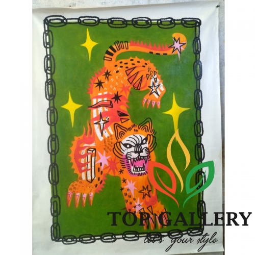 Tiger in green, cool modern canvas art ,cool tiger canvas art