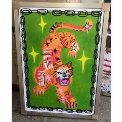 Tiger in green, cool modern canvas art ,cool tiger canvas art