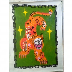 Tiger in green, cool modern canvas art ,cool tiger canvas art
