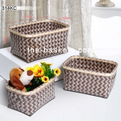 PP strap basket with bamboo rim