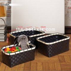 PP strap basket with bamboo rim