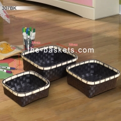 PP strap basket with bamboo rim