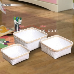 PP strap basket with bamboo rim