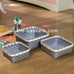 PP strap basket with bamboo rim