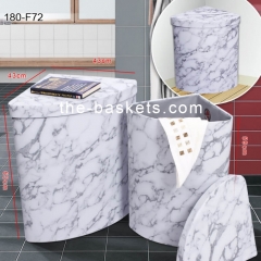 Marble pattern printed fabric corner laundry hamper