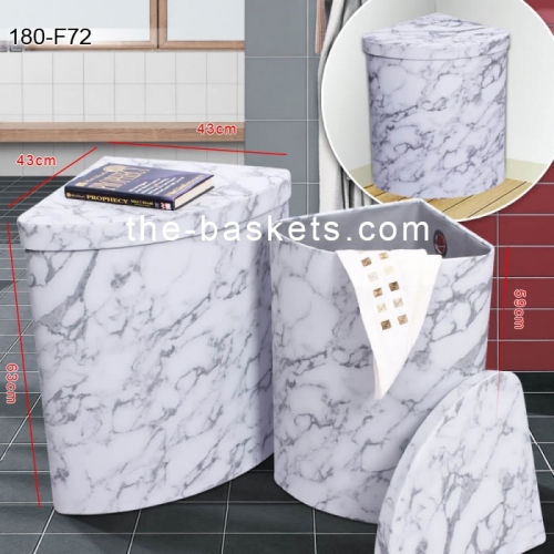 Marble pattern printed fabric corner laundry hamper