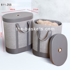 Faux leather oval hamper