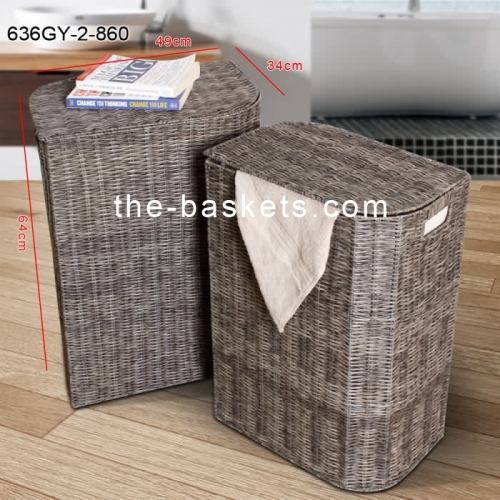 Resin wicker laundry hamper, leaf shape