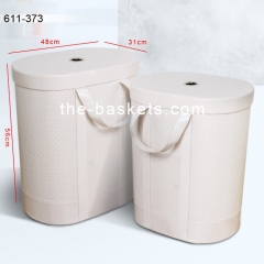 Faux leather oval hamper